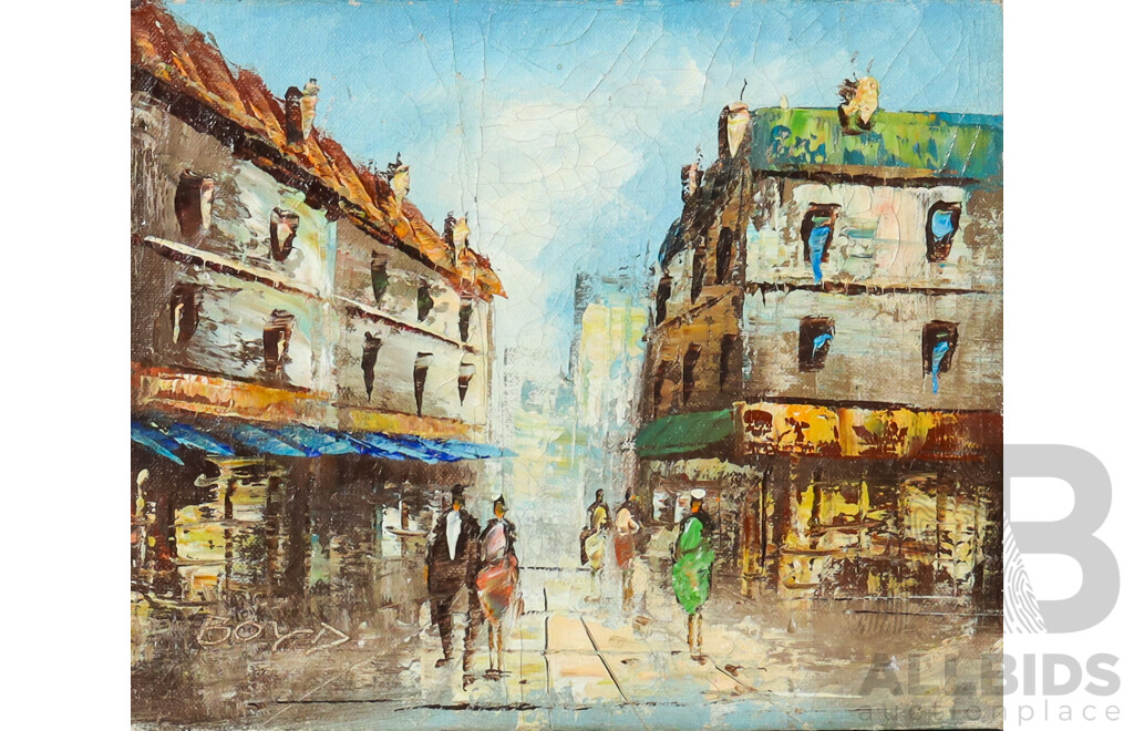 Boyd (20th Century), Street Scene & Artist Unknown (20th Century) Sweeping Landscape, Pair of Original Vintage Oils on Canvas, 21 x 25 cm & 31 x 41 cm (2)