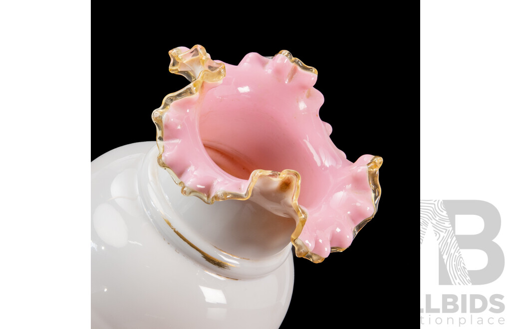 Pair of Victorian Hand Painted Glass Vases with Bluebirds