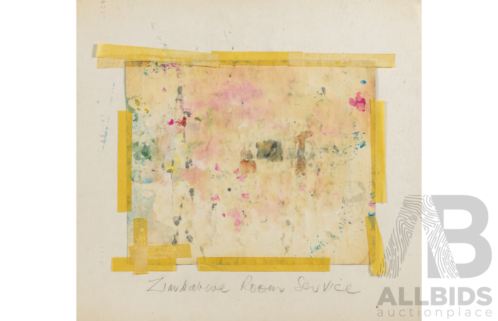 John Paul (20th Century, Working C.1960s), Zimbabwe Room Service, Original Watercolour and Mixed Media on Paper, 26 X 28 Cm (Image)