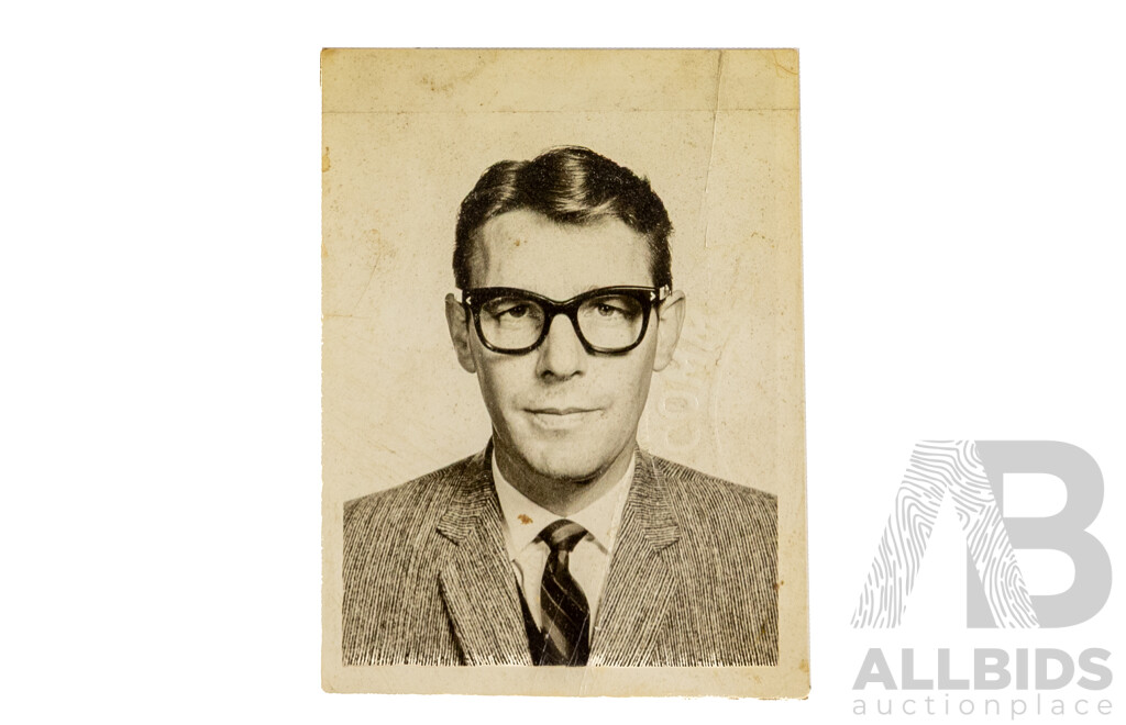 John Paul (20th Century, Working C1960s), Possible Self Portrait?, Original Crayons on Paper Sketch, 25 W x 35 H cm (frame)