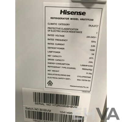 Hisense 230L Top Mount Fridge