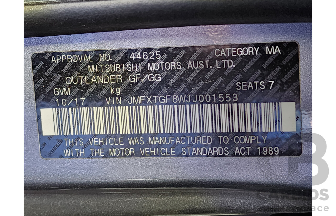 10/2017 Mitsubishi Outlander ES 7-seater (4x2) ZL MY18 4d Wagon Grey 2.4L