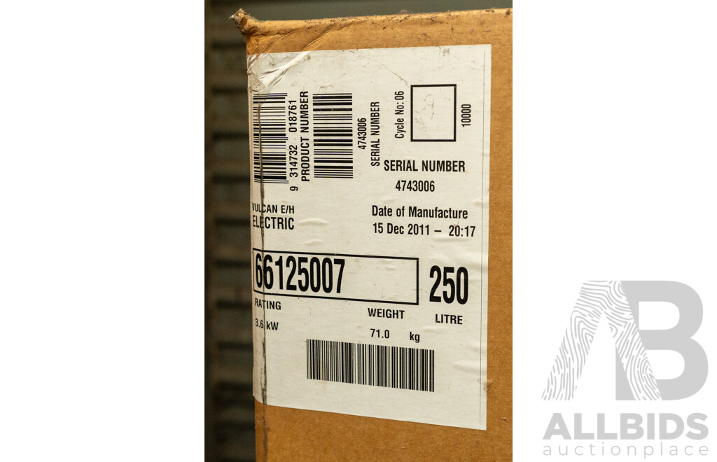 Vulcan 250L Electric Hot Water Service