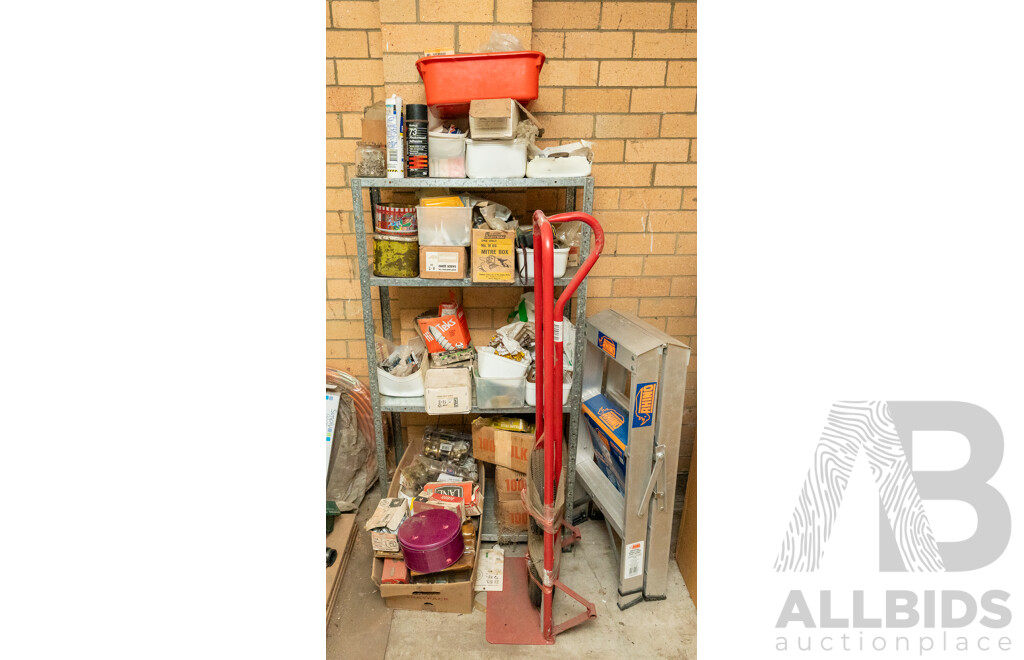 Assorted Job Lot - 4 Bay Shelf with Contents ETC