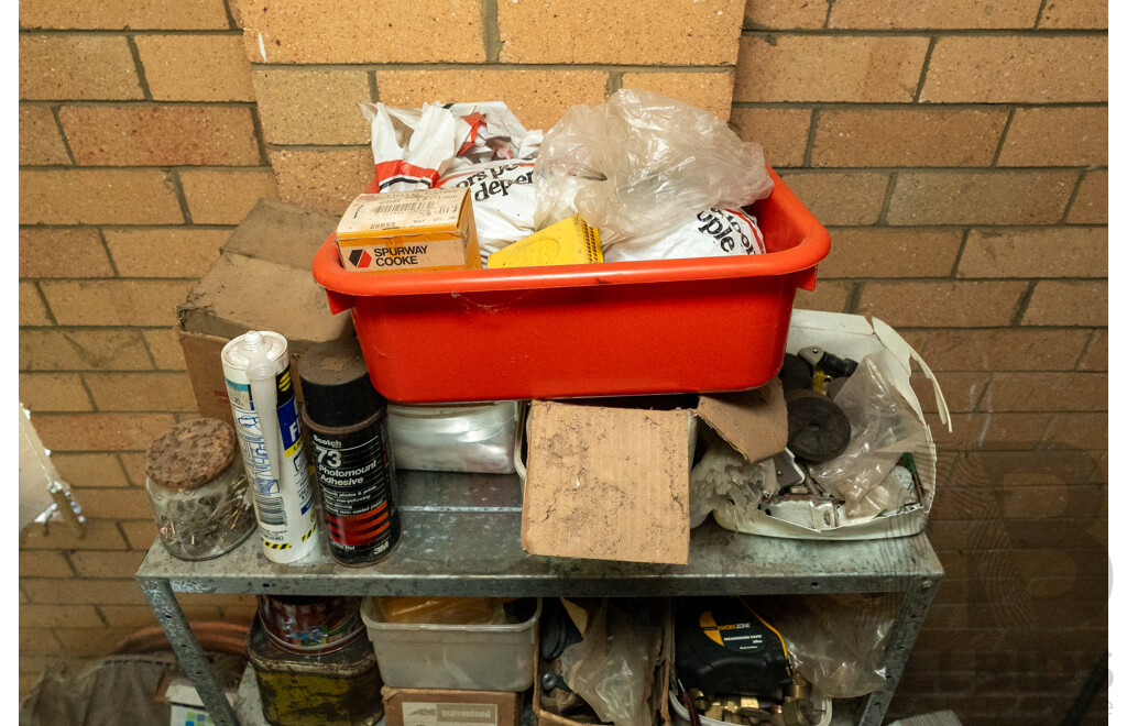 Assorted Job Lot - 4 Bay Shelf with Contents ETC