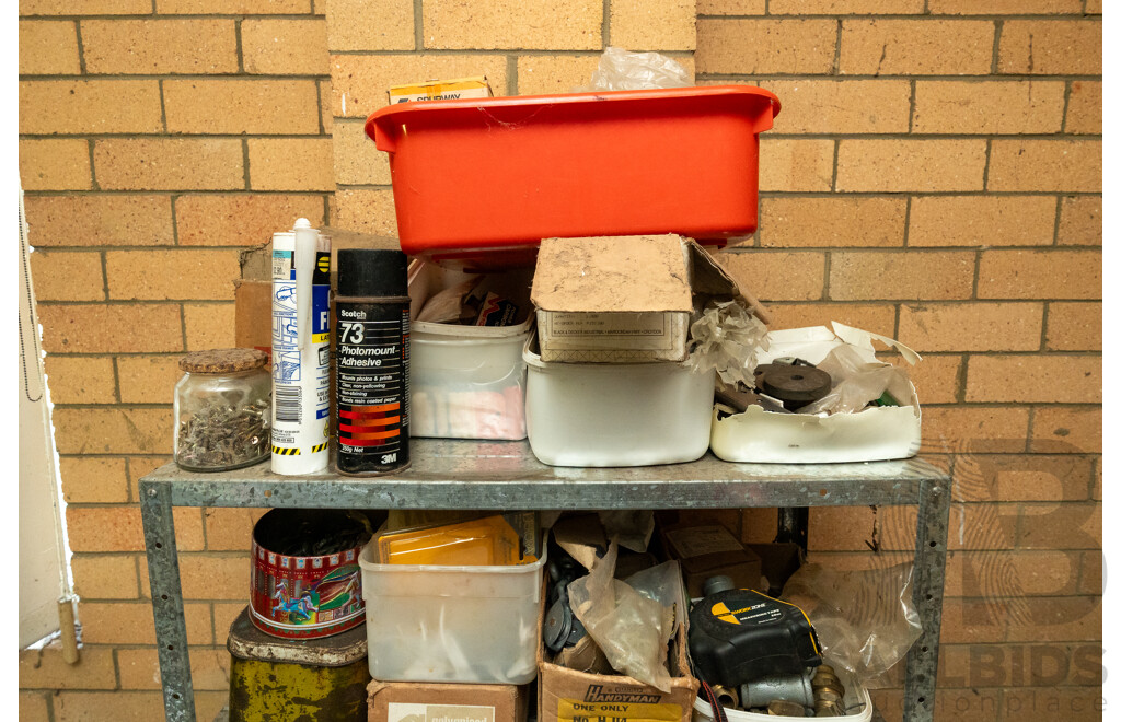 Assorted Job Lot - 4 Bay Shelf with Contents ETC