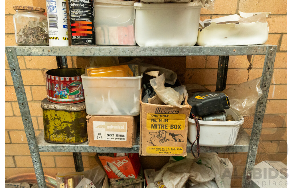 Assorted Job Lot - 4 Bay Shelf with Contents ETC