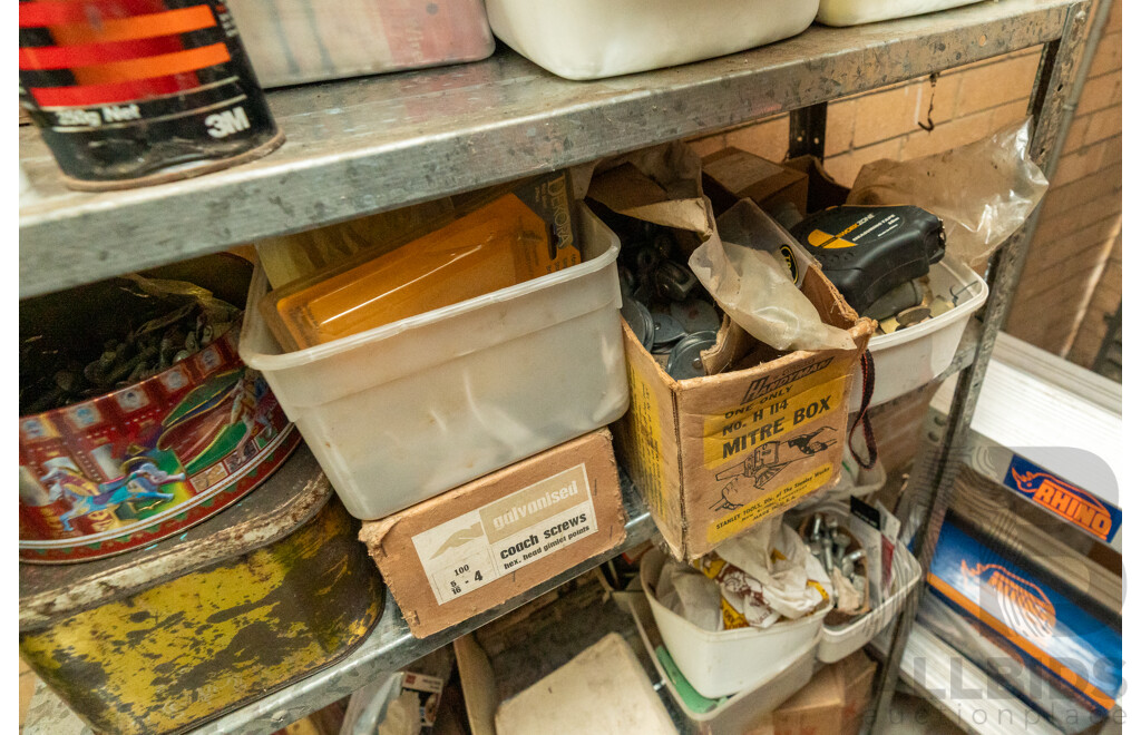 Assorted Job Lot - 4 Bay Shelf with Contents ETC
