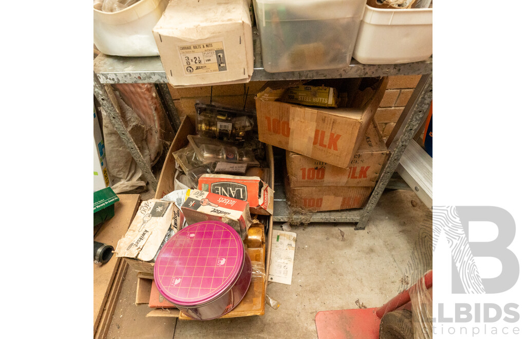 Assorted Job Lot - 4 Bay Shelf with Contents ETC