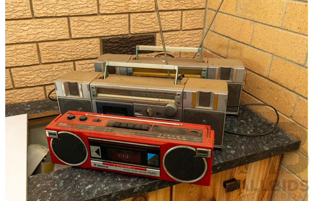 Quantity of 3 Vintage Radio Cassette Players