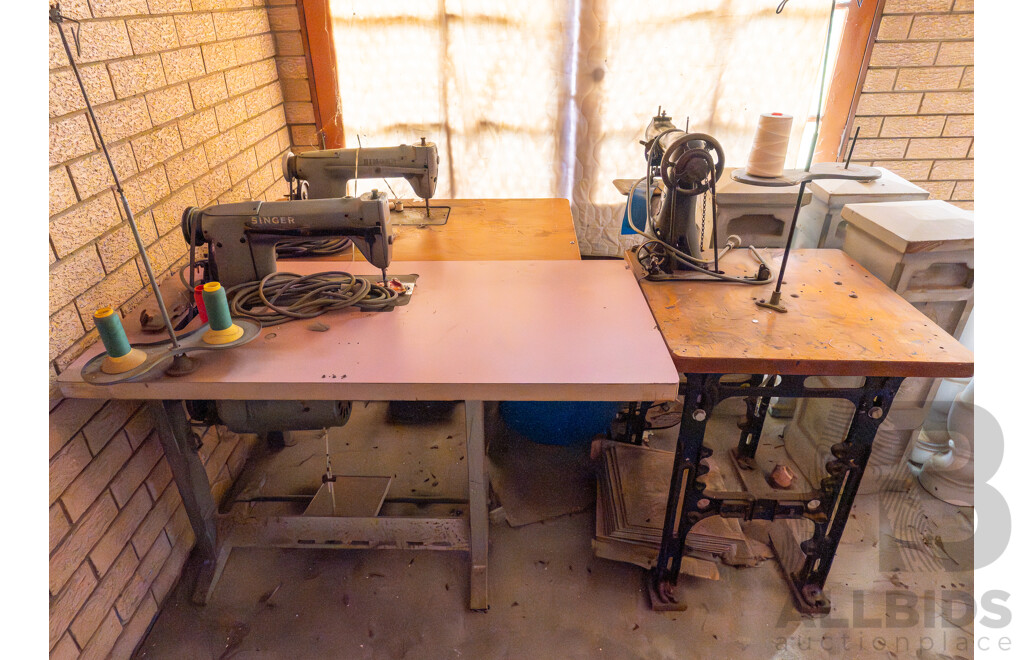 Quantity of 3 Industrial Antique Sewing Machines