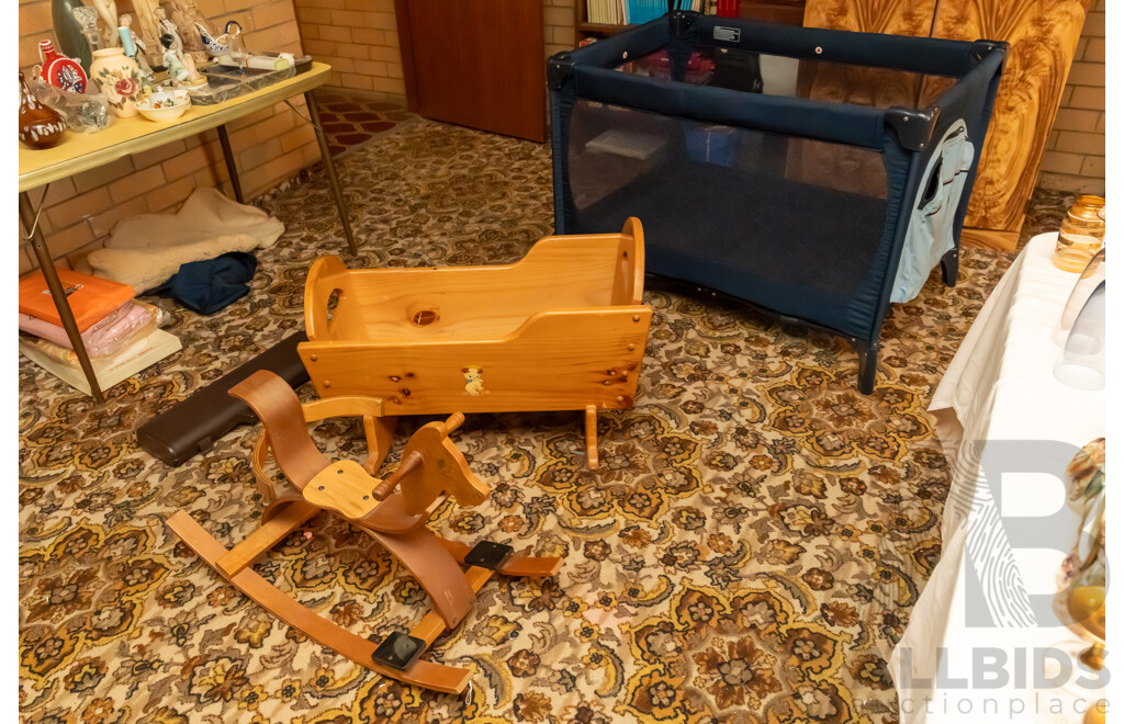 Assorted Job Lot - Luar Portacot, Vintage Baby Rocker and Vintage Baby Bassinet ETC