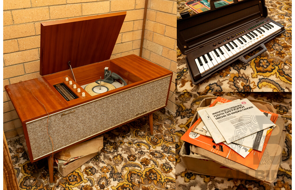 Assorted Job Lot - Precedent Stereophonic Record Player, Assorted Records and Yamaha Miniture Keyboard ETC