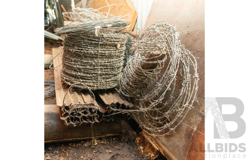 Quantity of Barbed Fencing Wire and Star Pickets ETC