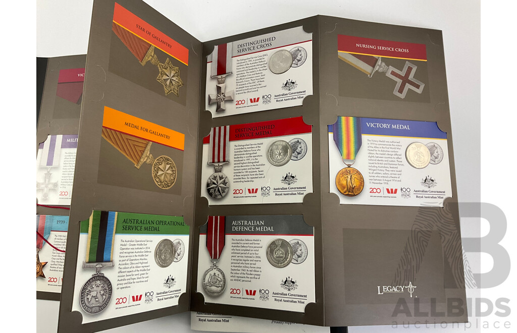 Two Australian ANZAC Twenty Cent Coin Folders, 2018 ANZACS Remembered and 2017 Legends of the ANZACS