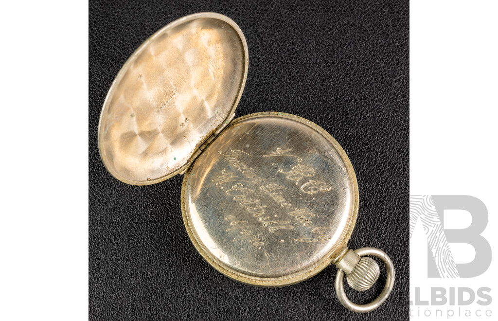 Antique Yezda 50mm Open Face Hunter Pocket Watch for Repair or Parts, Silver Plated, Dated (19)10