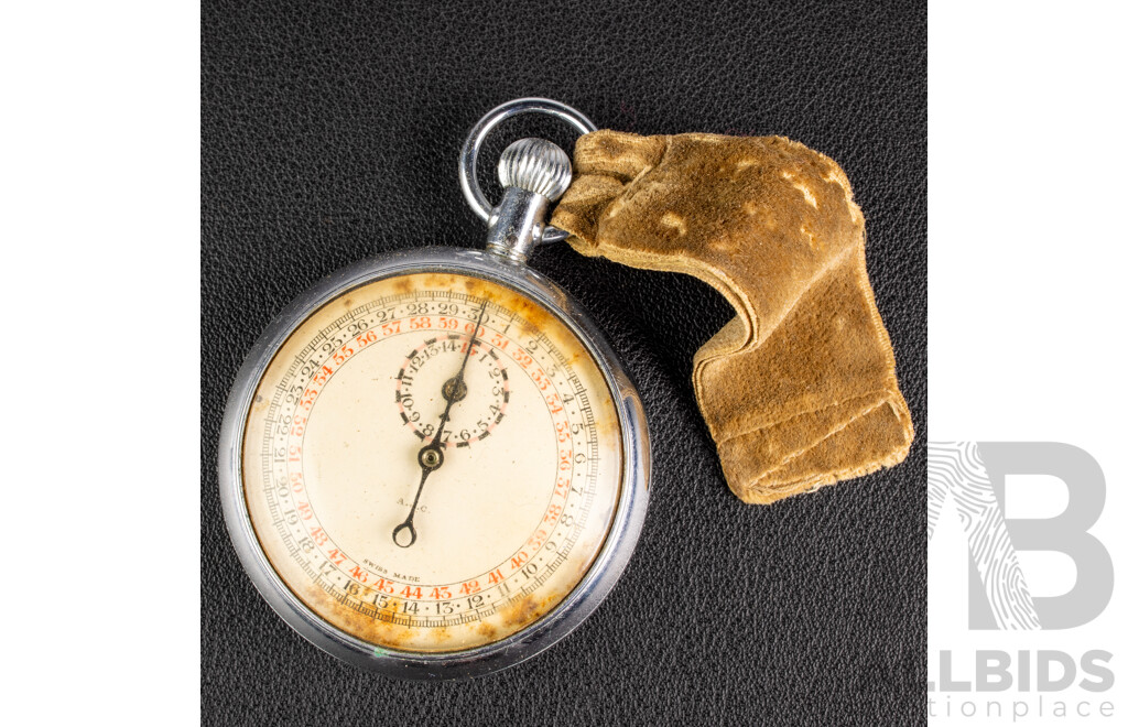 Vintage AJC WWII Era British Military 48mm Stopwatch/pocket Watch, Stainless Steel, Swiss Made
