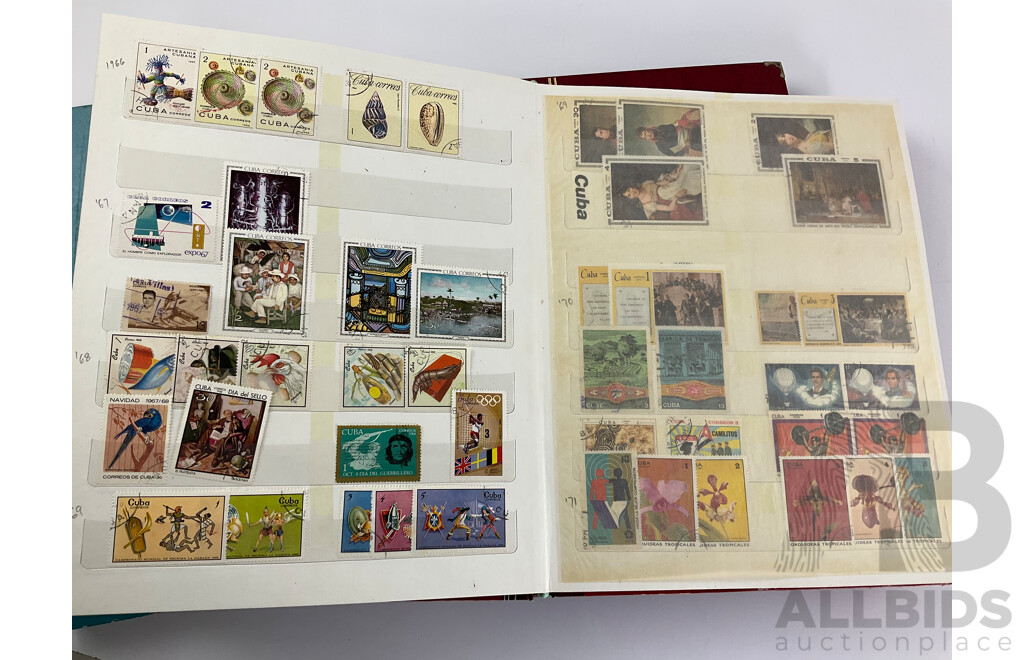 Three Albums of Vintage International Stamps Including Poland, Cuba, USSR, North Korea, Equatorial Guinea Albania. - Some Mints