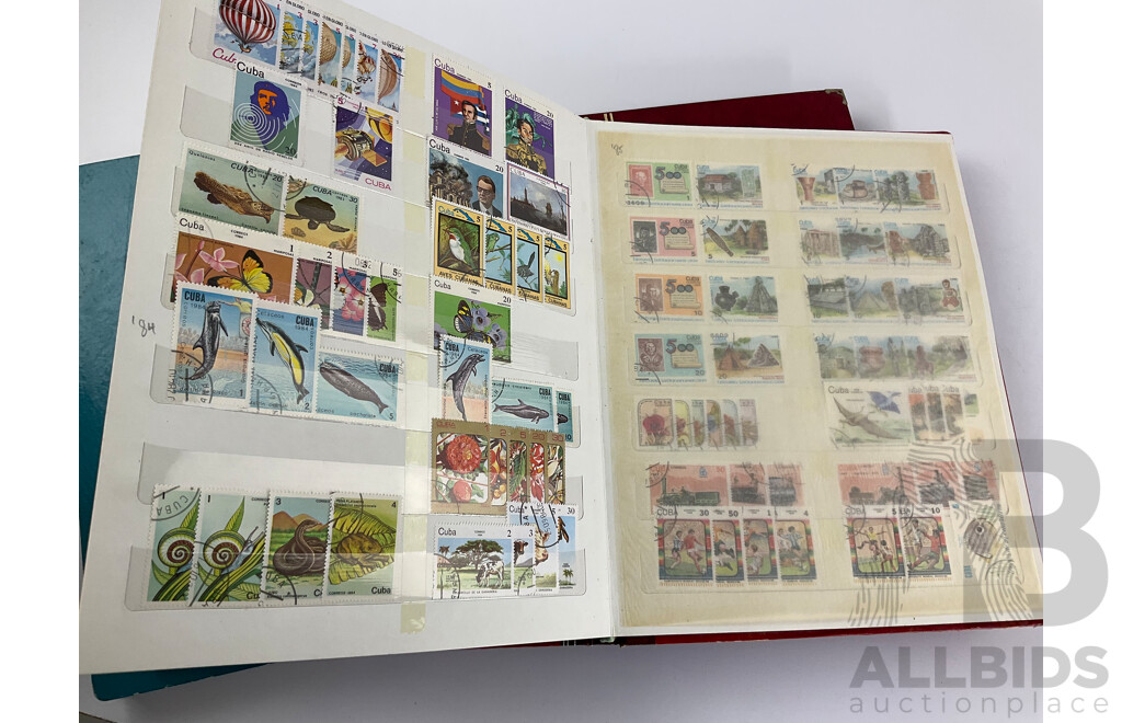 Three Albums of Vintage International Stamps Including Poland, Cuba, USSR, North Korea, Equatorial Guinea Albania. - Some Mints