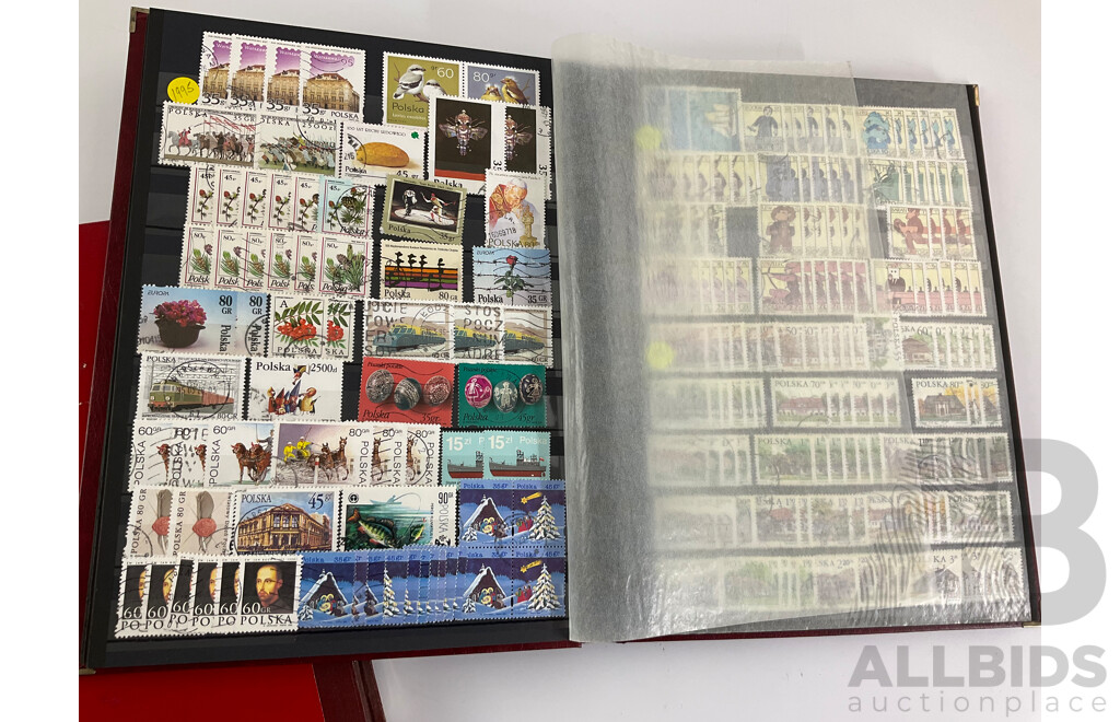 Three Albums of Vintage International Stamps Including Poland, Cuba, USSR, North Korea, Equatorial Guinea Albania. - Some Mints