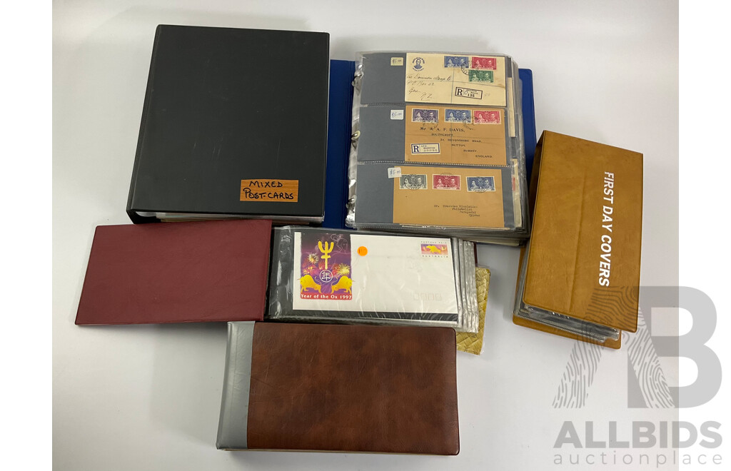 Album of Vintage International Army and Coronation Covers, International Post Cards, Australian First Day Covers