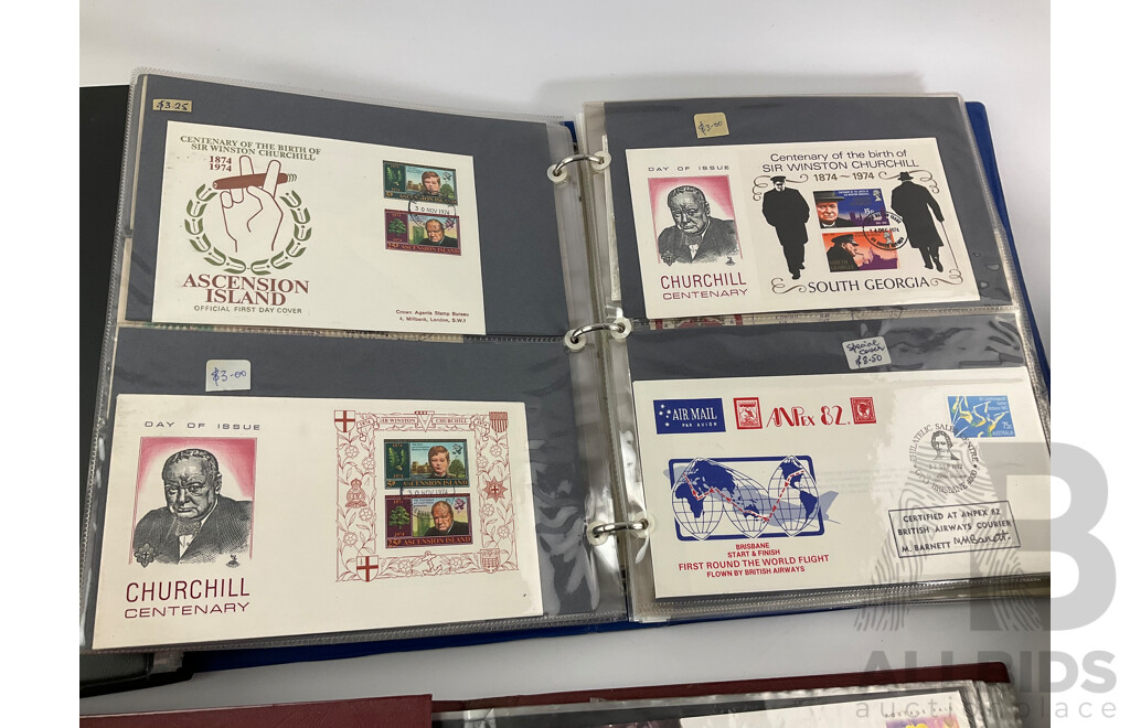 Album of Vintage International Army and Coronation Covers, International Post Cards, Australian First Day Covers