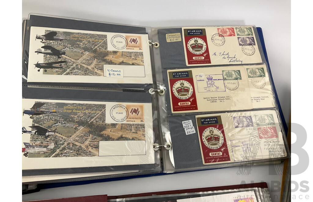 Album of Vintage International Army and Coronation Covers, International Post Cards, Australian First Day Covers