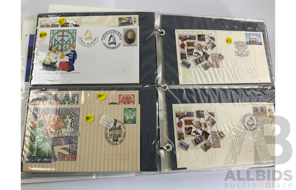 Australian 1996 AFL Centenary Stamp Booklet Collection with Album of First Day Covers Spanning 1992 to 1996