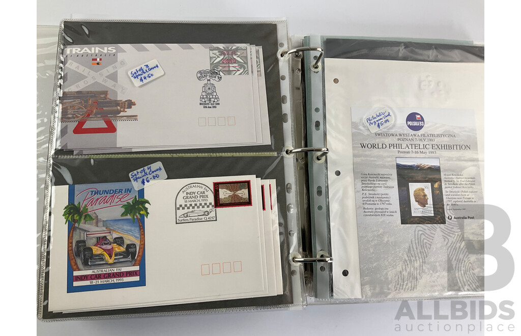 Australian 1996 AFL Centenary Stamp Booklet Collection with Album of First Day Covers Spanning 1992 to 1996
