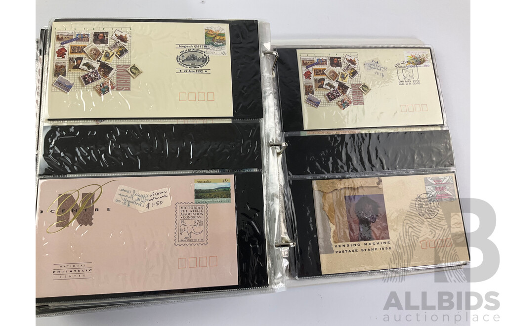 Australian 1996 AFL Centenary Stamp Booklet Collection with Album of First Day Covers Spanning 1992 to 1996