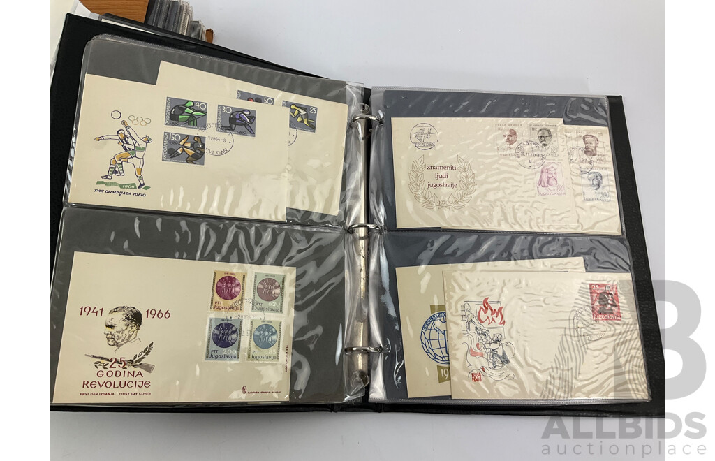 Three Albums of Vintage International First Day Covers Including United Nations, USA, Ireland, Yugoslavia, Poland, Examples Spanning 1940's to 1990's