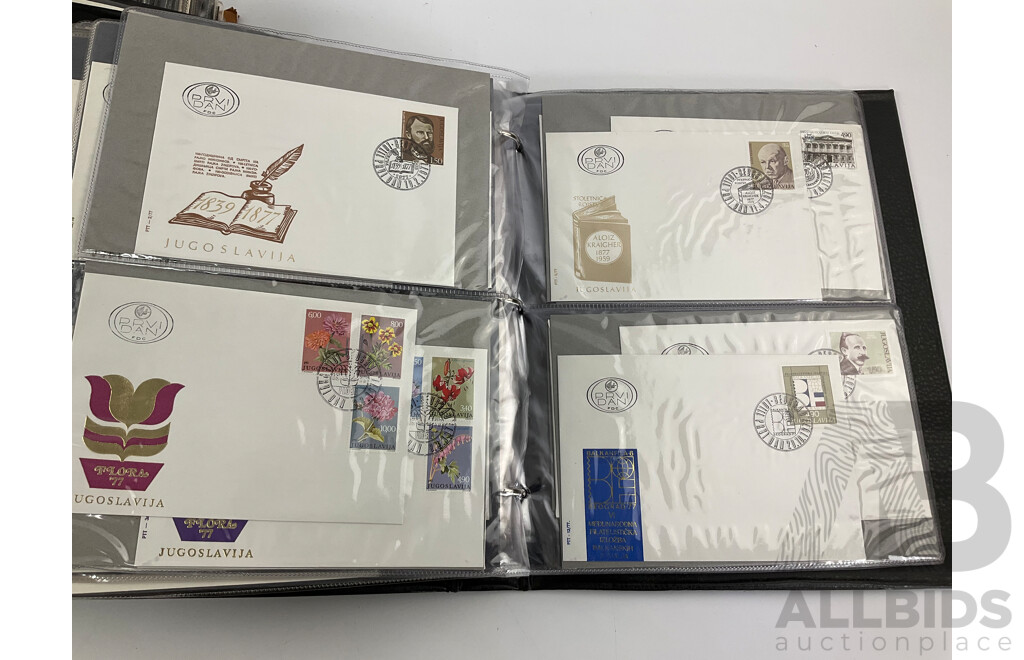 Three Albums of Vintage International First Day Covers Including United Nations, USA, Ireland, Yugoslavia, Poland, Examples Spanning 1940's to 1990's