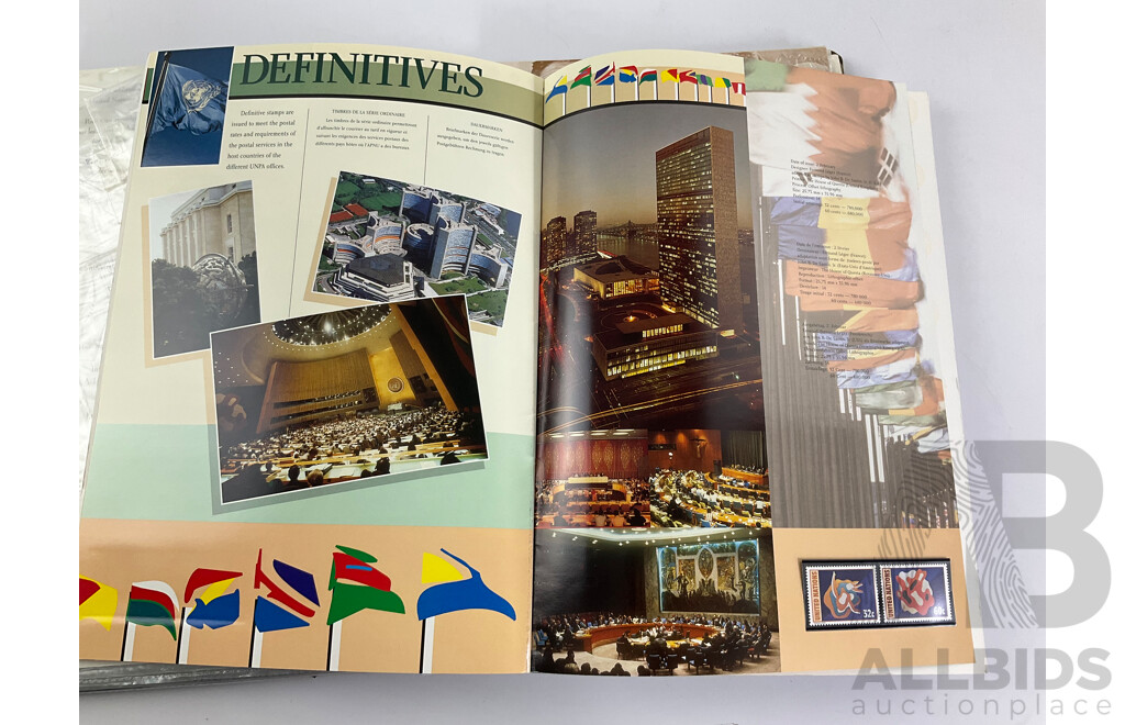 Eight Annual Stamp Albums Including Ireland 1997, 1998(2) United Nations New York 1993, 1994, 1995, 1996 1998