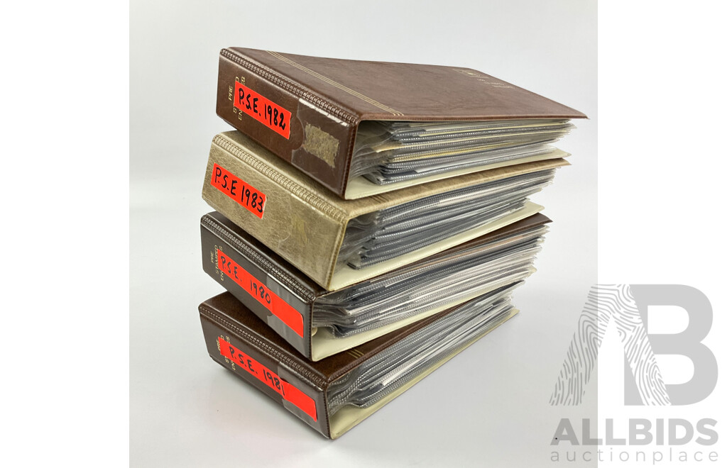 Four Alums of Australian First Day Covers and Pre-Stamped Envelopes, Examples Spanning 1980, 1981, 1982, 1983