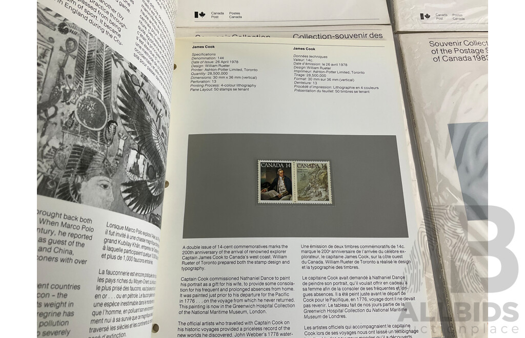 Six Canadian Souvenir Stamp Collection Albums, Consecutive Years 1978 to 1983