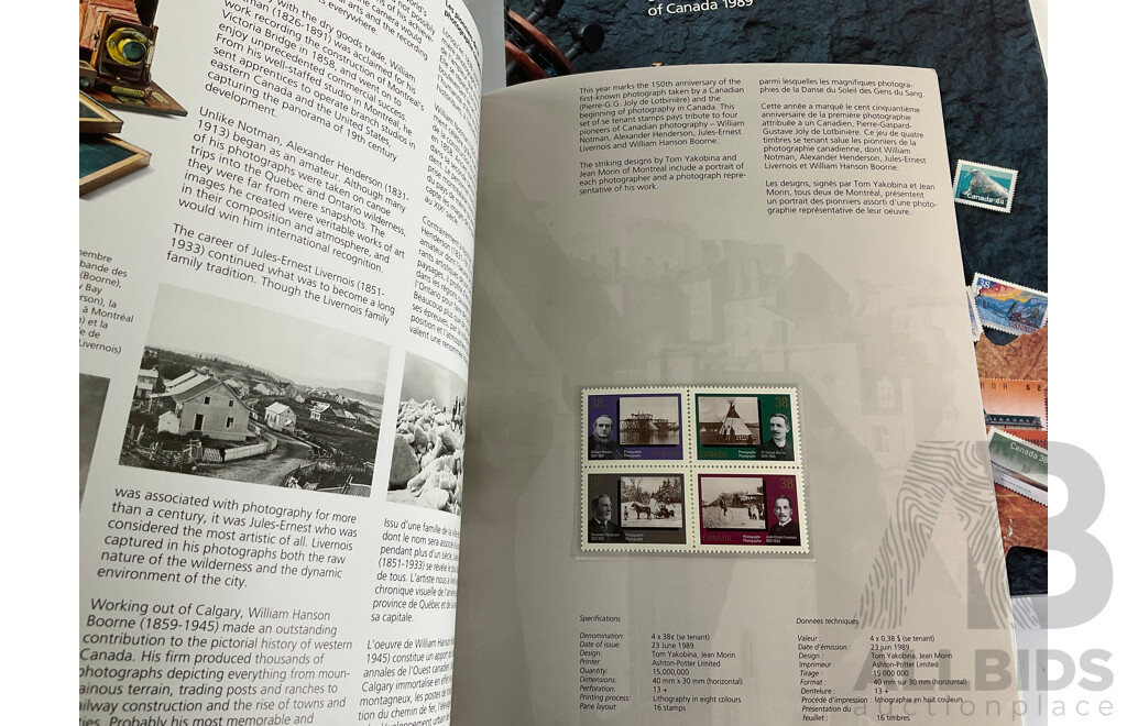 Four Canadian Souvenir Stamp Collection Albums, Consecutive Years 1986 to 1989