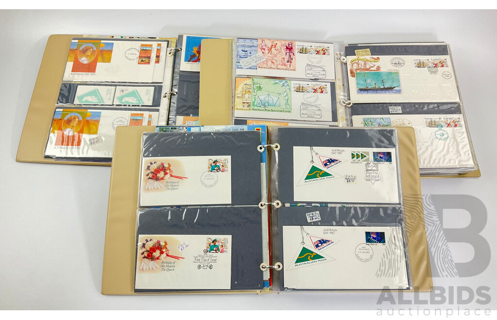 Three Albums of Australian First Day Covers, Including Years 1985, 1986, 1987