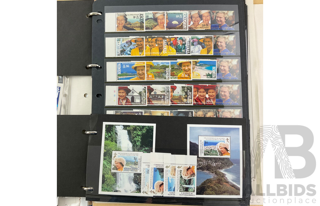 Collection of Commonwealth Countries Mint Stamps Commemorating 40th Anniversary of QE2 Accession, Queen Mother 85th Birthday, Prince Phillip 70th Birthday Including British Virgin Islands, British Indian Ocean Territory, Antigua...........
