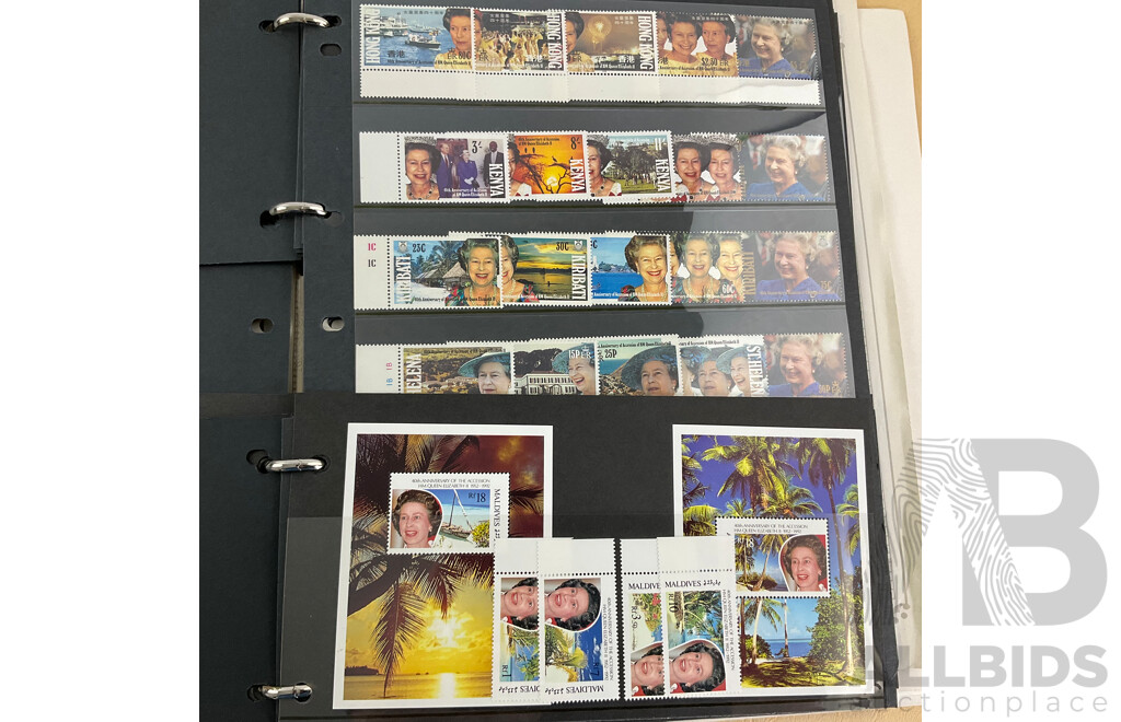Collection of Commonwealth Countries Mint Stamps Commemorating 40th Anniversary of QE2 Accession, Queen Mother 85th Birthday, Prince Phillip 70th Birthday Including British Virgin Islands, British Indian Ocean Territory, Antigua...........