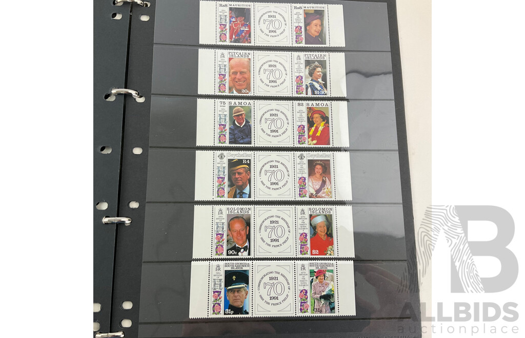 Collection of Commonwealth Countries Mint Stamps Commemorating 40th Anniversary of QE2 Accession, Queen Mother 85th Birthday, Prince Phillip 70th Birthday Including British Virgin Islands, British Indian Ocean Territory, Antigua...........