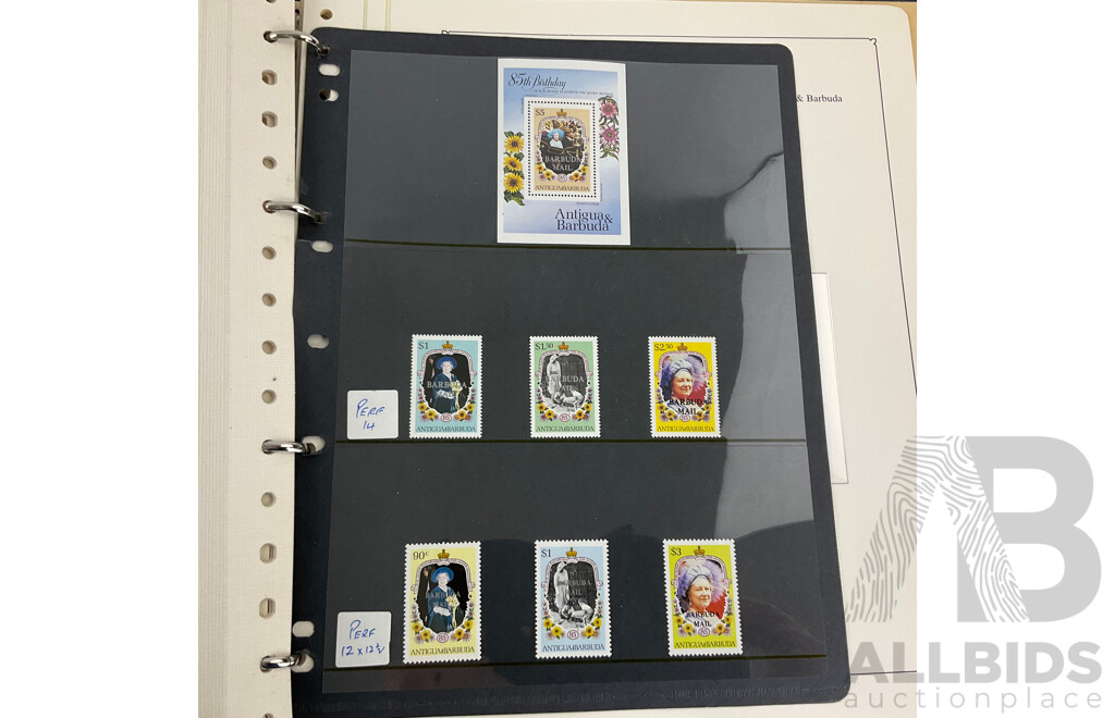 Collection of Commonwealth Countries Mint Stamps Commemorating 40th Anniversary of QE2 Accession, Queen Mother 85th Birthday, Prince Phillip 70th Birthday Including British Virgin Islands, British Indian Ocean Territory, Antigua...........
