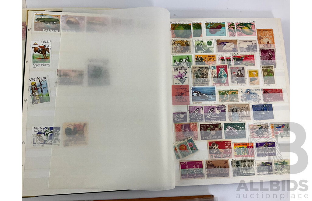 Collection of Vintage International Stamps Including Peru, Honduras, Venezuela, Colombia, Guatamala, Brazil, Mexico, Paraguay, Costa Rica, Vietnam, Laos, Russia
