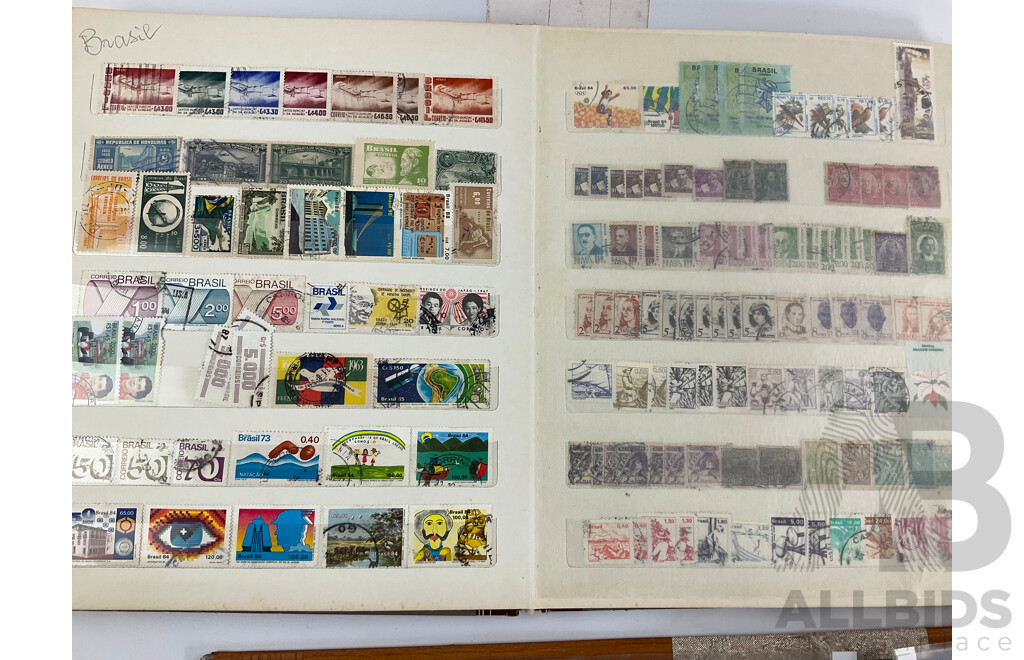 Collection of Vintage International Stamps Including Peru, Honduras, Venezuela, Colombia, Guatamala, Brazil, Mexico, Paraguay, Costa Rica, Vietnam, Laos, Russia
