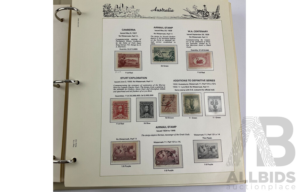 Australian Seven Seas Second Edition Hingeless Predecimal Stamp Album, Spanning Years 1913 to 1965