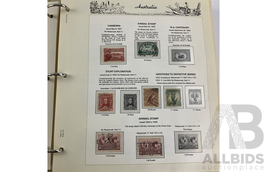 Australian Seven Seas Second Edition Hingeless Predecimal Stamp Album, Spanning Years 1913 to 1965