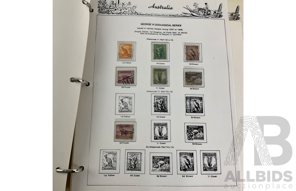 Australian Seven Seas Second Edition Hingeless Predecimal Stamp Album, Spanning Years 1913 to 1965