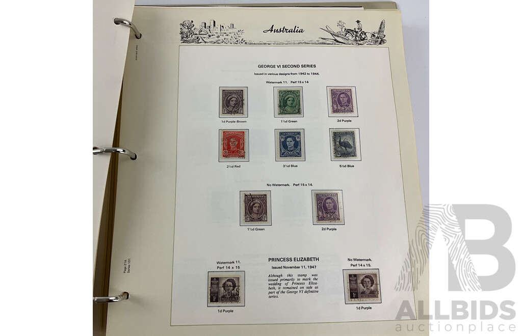 Australian Seven Seas Second Edition Hingeless Predecimal Stamp Album, Spanning Years 1913 to 1965
