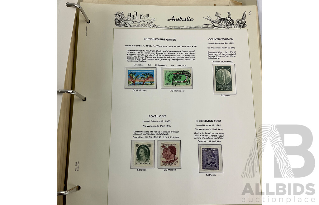 Australian Seven Seas Second Edition Hingeless Predecimal Stamp Album, Spanning Years 1913 to 1965