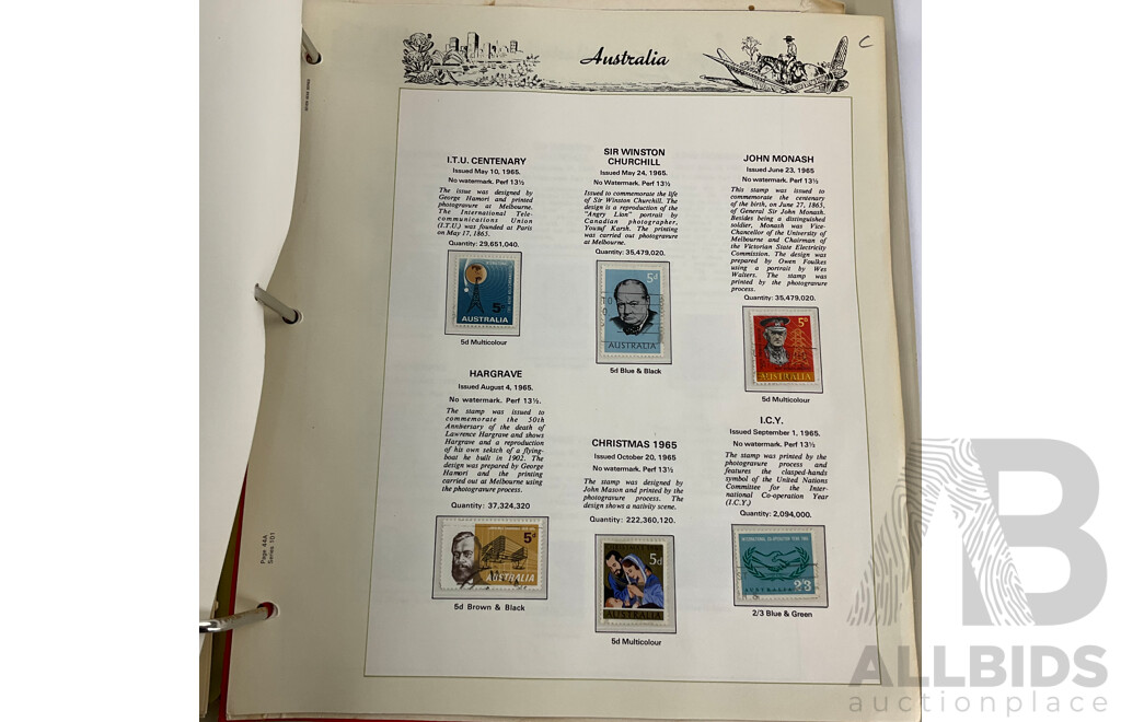 Australian Seven Seas Second Edition Hingeless Predecimal Stamp Album, Spanning Years 1913 to 1965