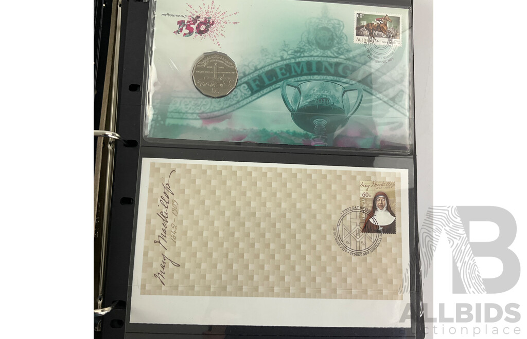 Album of Australian PNCs, Mint Stamp, Blocks Mini Sheets and First Day Covers Including Trans Australian Railway, Royal Christening/Wedding, Sir Douglas Mawson, National Service, Australia Remembers and More